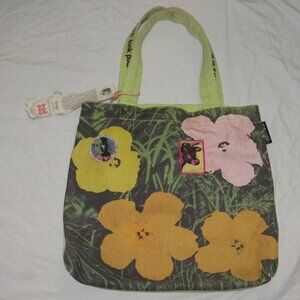 RARE Loop NYC Andy Warhol Mao Cow Floral Canvas Tote Bag Pin Patches Coin Pouch